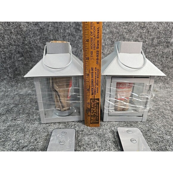 Luminara Set Of 2 Gray Mini Lanterns With Remote & Flameless Candles #2 - Picture 6 of 6